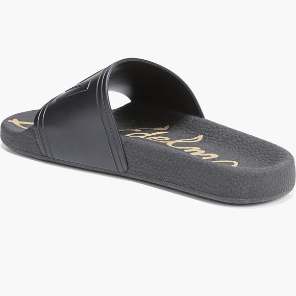 Sam Edelman Ira Slide Sandal Size 8 Black w/Gold - Picture 2 of 9